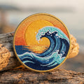 Ocean Wave Sunset Great Wave Iron On Embroidered Patch — Iron-on patch