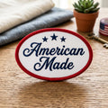 American Made Stars Oval Iron On Embroidered Patch — Iron-on patch