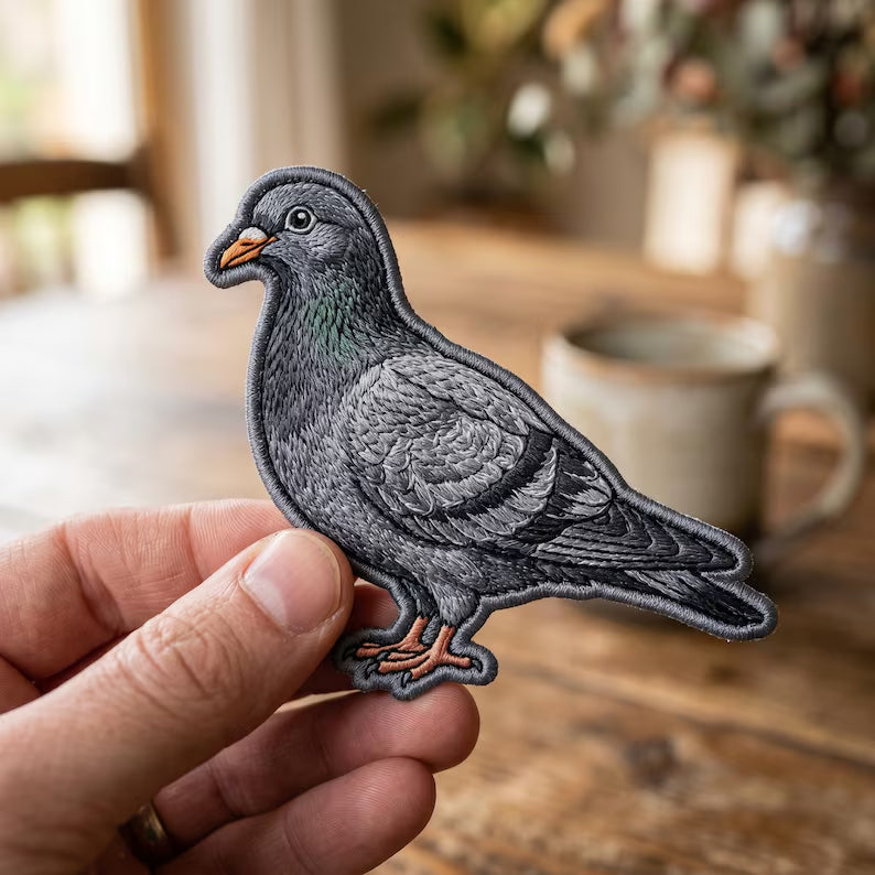 Pigeon Bird Realistic Iron On Embroidered Patch — Iron-on patch