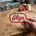 Personalized Name Patch Retro Script Iron On Embroidered Patch — Iron-on patch