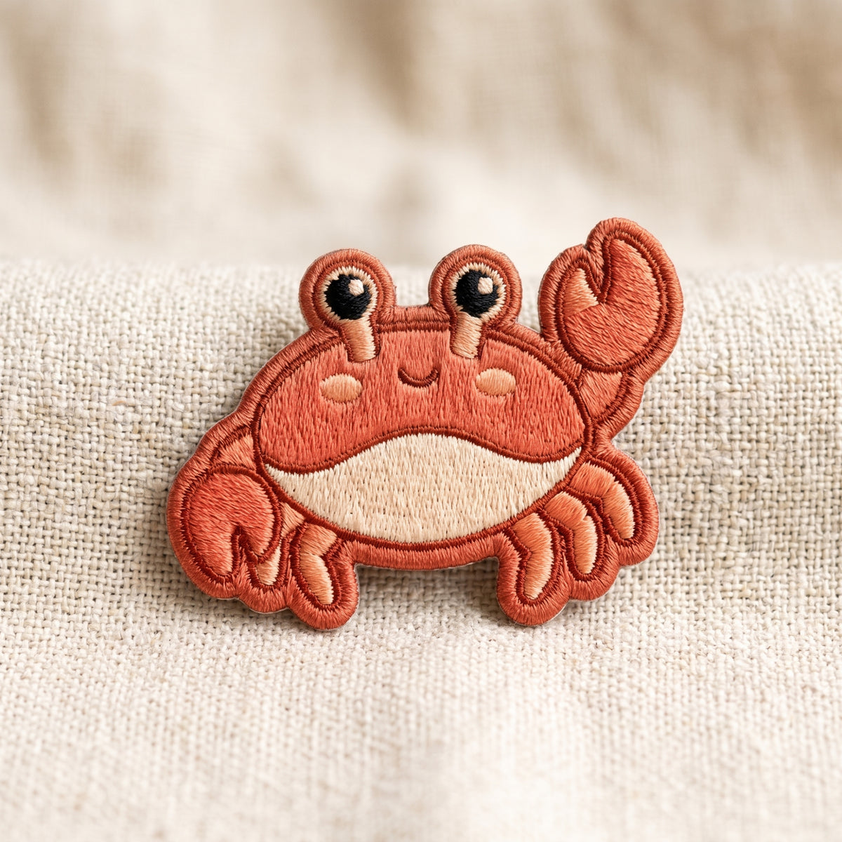 Cute Crab Iron On Embroidered Patch — Iron-on patch