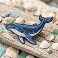 Humpback Whale Ocean Nautical Swirl Detail Iron On Embroidered Patch — Iron-on patch