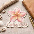Personalized Plumeria Hawaiian Flower Custom Name Iron On Embroidered Patch — Iron-on patch