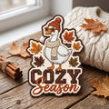 Cozy Season Goose Autumn Leaves Scarf Beanie Sunglasses Iron On Embroidered Patch — Iron-on patch