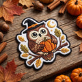 Halloween Witch Owl Pumpkin Autumn Branch Moon Stars Iron On Embroidered Patch — Iron-on patch