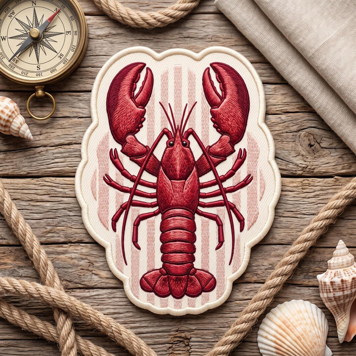 Lobster Iron On Patch Coastal Nautical Iron On Embroidered Patch