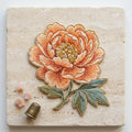 Peony Flower Botanical Floral Nature Iron On Embroidered Patch — Iron-on patch
