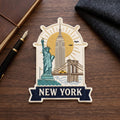New York NYC Skyline Statue of Liberty Empire State Brooklyn Bridge Iron On Embroidered Patch — Iron-on patch