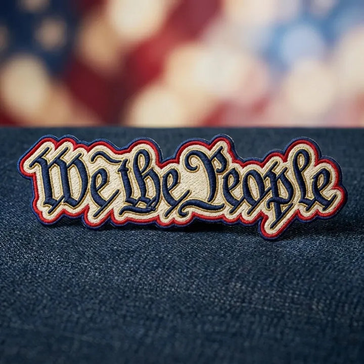 We The People Patriotic Constitution Iron On Embroidered Patch — Iron-on patch