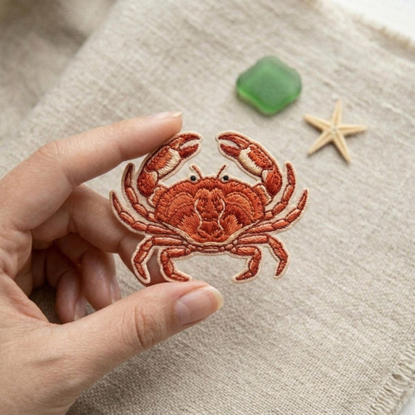 Crab Ocean Coastal Beach Sea Animal Iron On Embroidered Patch — Iron-on patch