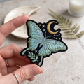 Celestial Butterfly Moon Stars Botanical Iron On Embroidered Patch — Iron-on patch