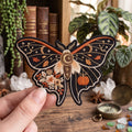 Autumn Moth Moon Pumpkin Floral Celestial Fall Iron On Embroidered Patch — Iron-on patch