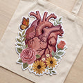 Anatomical Heart Floral Butterfly Botanical Iron On Embroidered Patch — Iron-on patch