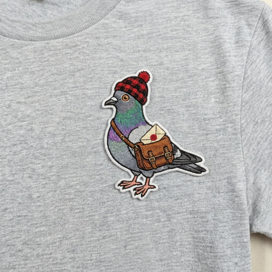 Pigeon Carrier Bird Beanie Hat Messenger Bag Iron On Embroidered Patch — Iron-on patch