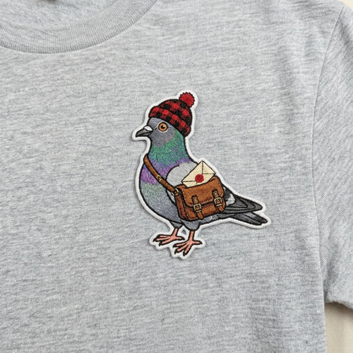 Pigeon Carrier Bird Beanie Hat Messenger Bag Iron On Embroidered Patch — Iron-on patch