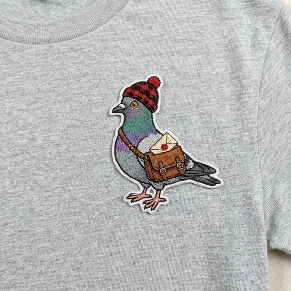 Pigeon Carrier Bird Beanie Hat Messenger Bag Iron On Embroidered Patch — Iron-on patch