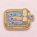 Kawaii Sardine Can Three Fish Cute Coquette Iron On Embroidered Patch — Iron-on patch