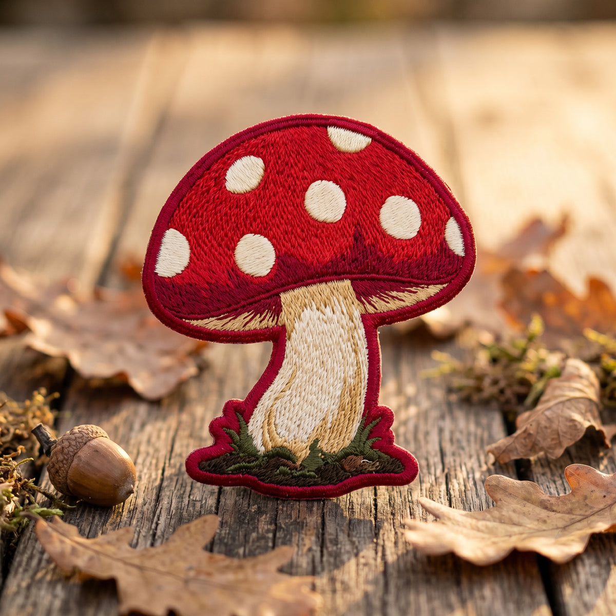 Red Fly Agaric Mushroom Cottagecore Forest Iron On Embroidered Patch — Iron-on patch