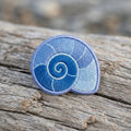 Blue Ocean Spiral Seashell Iron On Embroidered Patch — Iron-on patch