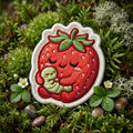 Strawberry Mom Hugging Baby Caterpillar Cute Fruit Iron On Embroidered Patch — Iron-on patch