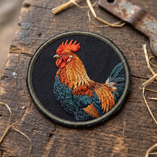 Rooster Iron On Patch Farm Animal Chicken Rustic Farmhouse Country Iron On Embroidered Patch — Iron-on patch