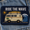 Retro Camper Van Surf Road Trip Adventure Iron On Embroidered Patch — Iron-on patch