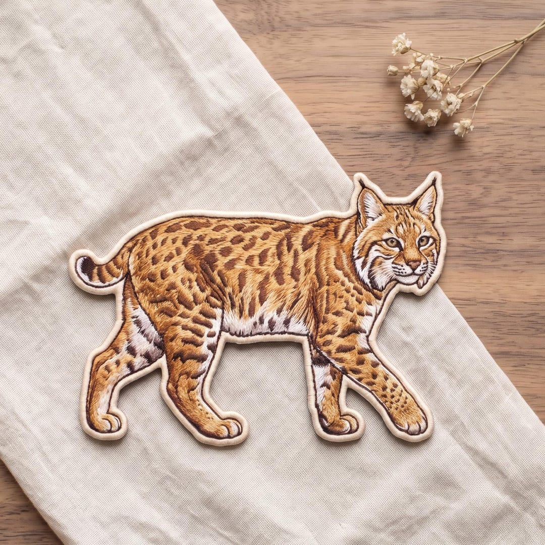 Bobcat Iron On Patch Lynx Wildcat Spotted Wildlife Iron On Embroidered Patch — Iron-on patch