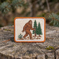 Bigfoot Hiking Forest Pine Trees Iron On Embroidered Patch — Iron-on patch