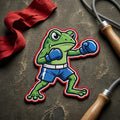 Personalized Boxing Frog Iron On Embroidered Patch — Iron-on patch