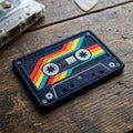 Retro Cassette Tape Rainbow Stripes Vintage Music Iron On Embroidered Patch — Iron-on patch
