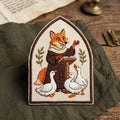 Medieval Fox Preacher With Geese Marginalia Iron On Embroidered Patch — Iron-on patch