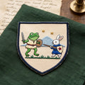 Medieval Frog Rabbit Knight Duel Fantasy Animal Warriors Iron On Embroidered Patch — Iron-on patch