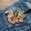 Medieval Jackalope Winged Rabbit Chimera Fantasy Creature Iron On Embroidered Patch — Iron-on patch