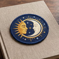 Sun and Moon Celestial Faces Stars Vintage Boho Astrology Iron On Embroidered Patch — Iron-on patch