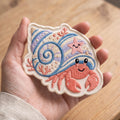Cute Hermit Crab Pastel Seashell Starfish Ocean Animal Iron On Embroidered Patch — Iron-on patch