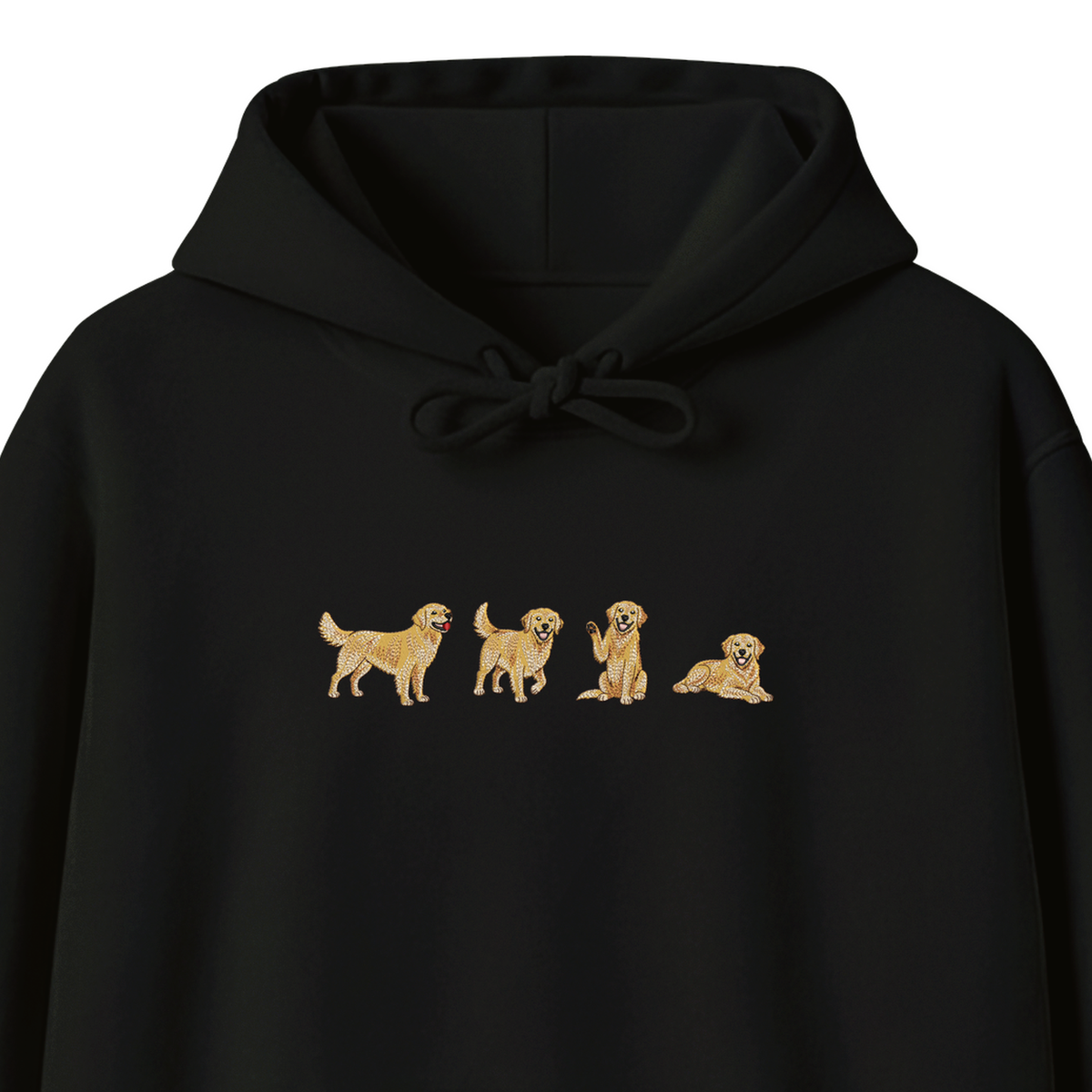 Custom Name Golden Retriever Four Poses embroidered hoodie — chest embroidery