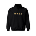Custom Name Golden Retriever Four Poses embroidered quarter-zip in Black — front view
