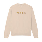 Custom Name Golden Retriever Four Poses embroidered sweatshirt in Beige — chest embroidery
