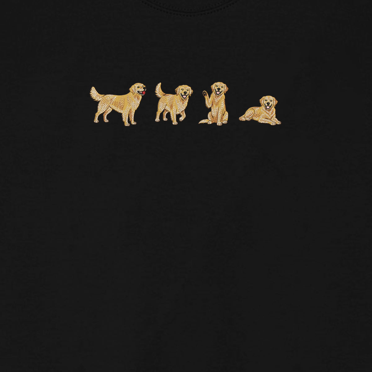 Custom Name Golden Retriever Four Poses embroidered sweatshirt — chest embroidery