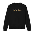 Custom Name Golden Retriever Four Poses embroidered sweatshirt in Black — front view