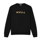 Custom Name Golden Retriever Four Poses embroidered sweatshirt in Black — front view