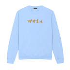 Custom Name Golden Retriever Four Poses embroidered sweatshirt in Light Blue — chest embroidery