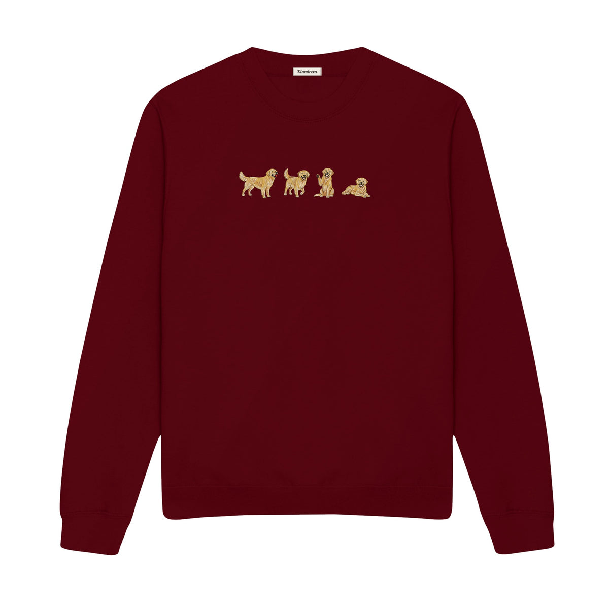 Custom Name Golden Retriever Four Poses embroidered sweatshirt in Marron — chest embroidery