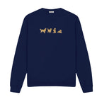 Custom Name Golden Retriever Four Poses embroidered sweatshirt in Navy — chest embroidery