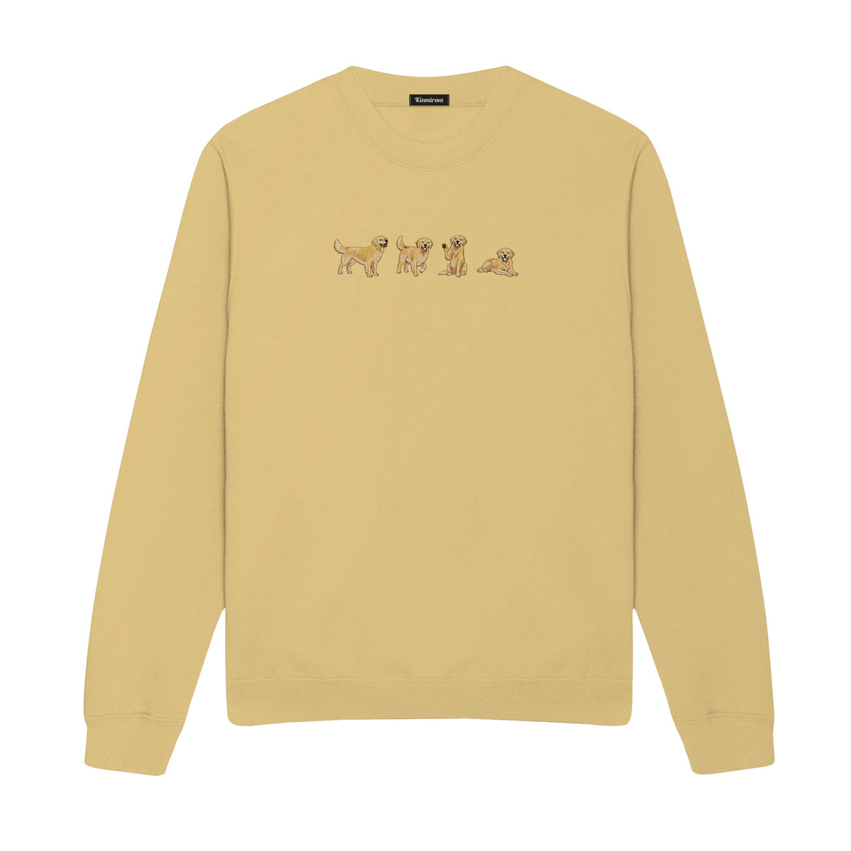 Custom Name Golden Retriever Four Poses embroidered sweatshirt in Sand — chest embroidery