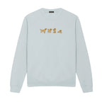 Custom Name Golden Retriever Four Poses embroidered sweatshirt in Sports Grey — chest embroidery