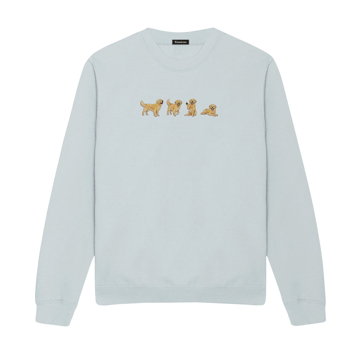 Custom Name Golden Retriever Four Poses embroidered sweatshirt in Sports Grey — chest embroidery