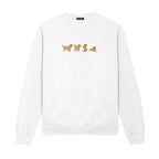 Custom Name Golden Retriever Four Poses embroidered sweatshirt in White — chest embroidery