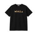 Custom Name Golden Retriever Four Poses embroidered t-shirt in Black — front view