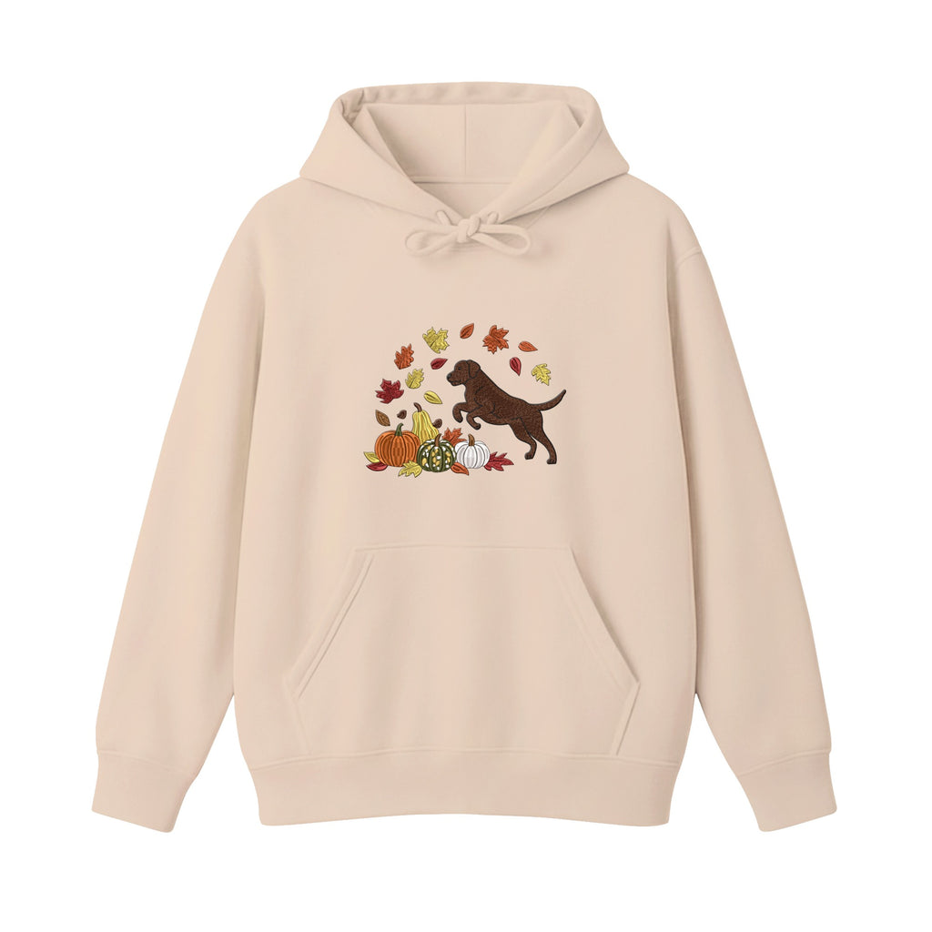 Custom Dog Name Golden Retriever Four Poses Minimal embroidered hoodie in Beige — chest embroidery